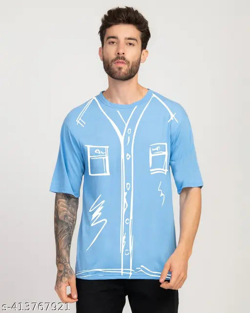 Indian-made polyester round neck regular fit print T-shirt, short sleeves, stylish comfort