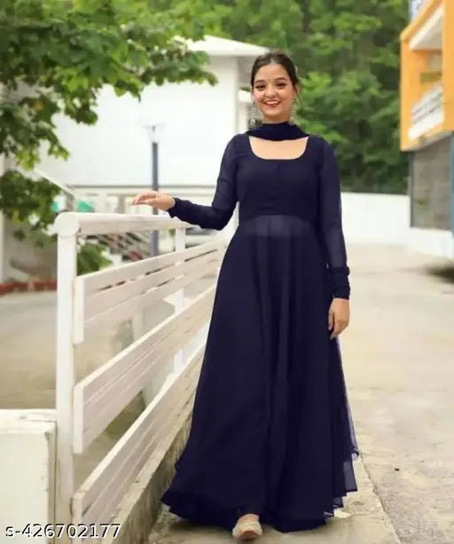 Red Georgette three-piece artistry: Kurta, Palazzo, and Dupatta - classic elegance and comfort for modern women