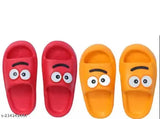 Canvas and EVA kids flip flops featuring cartoon characters, four pairs in various sizes for ages 4-5 years