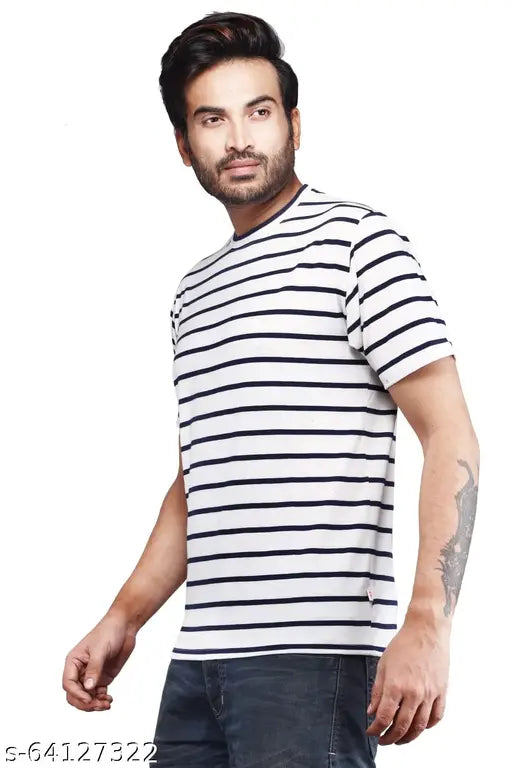 Fancy ravishing men's cotton blend short sleeve t-shirt, printed net pattern - quick dry Indian clothing