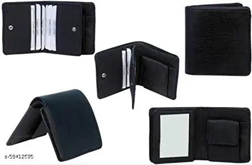 Black artificial leather Stylord mini wallet, single compartment, free size (12cm x 10cm), Indian-made men's accessory pack of 1