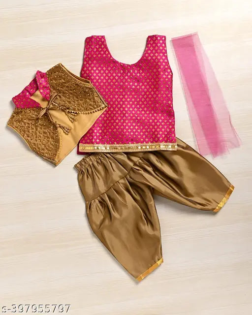 Georgette, Art Silk pleated sleeveless dress for kids, available in three colors. Perfect for parties, birthdays, or everyday wear