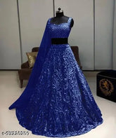 Indian net lehenga choli set with embroidery, semi-stitched for women's partywear