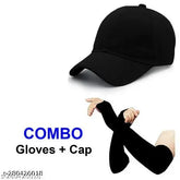 Adjustable black cotton baseball cap with arm sleeves, unisex fashion design, perfect for summer, Phirsein brand, Made in India