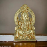 Metal Ganesha self-adhesive idol, 5cm Indian religious figurine for home, office or car dashboard