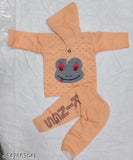 Wool Kids Shuit in printed net pattern, long sleeve, casual and comfortable, available in sizes from 6-9 months to 1-2 years, made in India