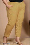 Golden cotton lycra pant, solid net design, available in various sizes from M to 4XL, perfect for pairing with tops, kurtis, or t-shirts. Made in India