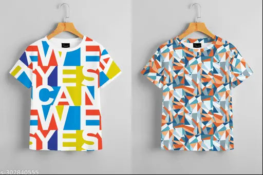 Polyester printed GORANGI Women's & Girls' Combo T-Shirt, perfect for regular or oversized look. Made in India