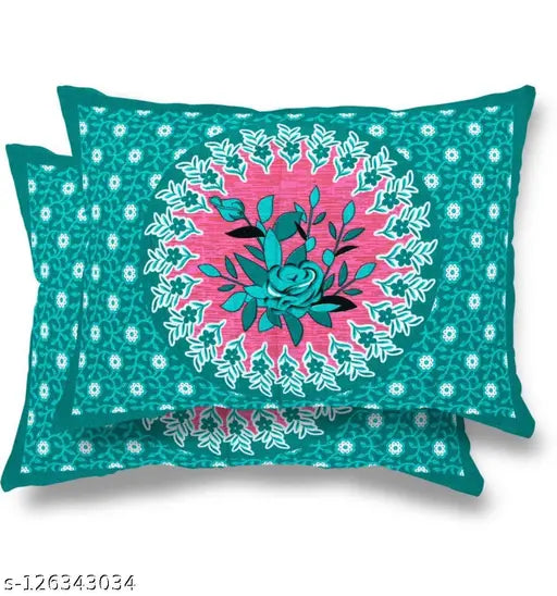 Super Soft pure cotton double bed printed sheets, 144 thread count, 2 pillow covers, Indian origin