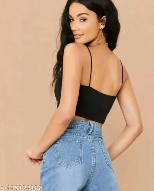 Striped cotton sleeveless crop top, trending bra type looks cool on mannequin