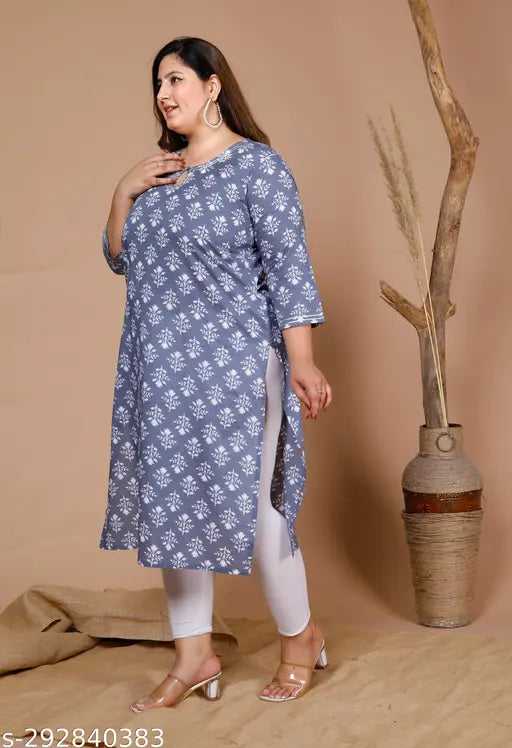 Pacify Plus Size Cotton Printed Kurta | Stylish Kurti for Women, Length 46 inches, Best Selling Indian Kurta