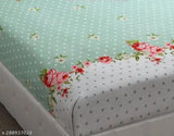 White Floral Glace Cotton Elastic Bedsheet, single size with pillow cover - Prosseya brand