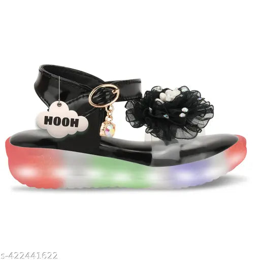 White patent leather LED light-up sandals for girls age 110 years, breathable and skin-friendly