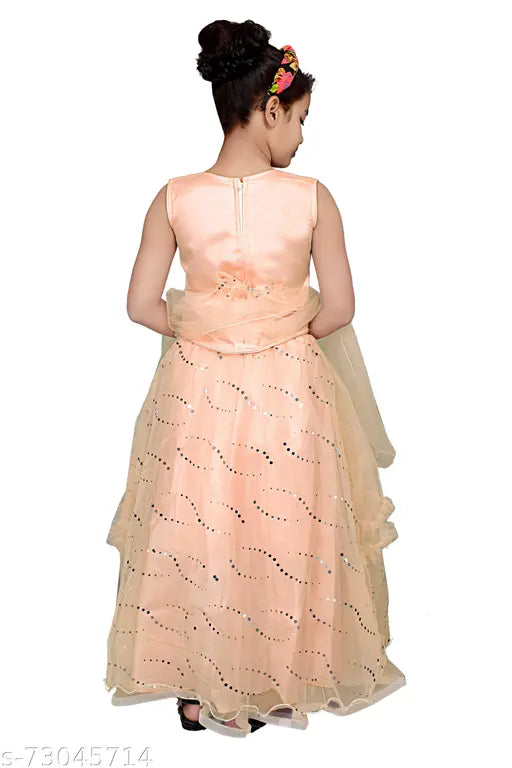 Embellished net party dress for girls aged 3-6 years, single size available, Indian origin