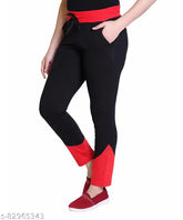 Black/Grey women's slim fit sports track pants, branded cotton blend from Rolltop®, India