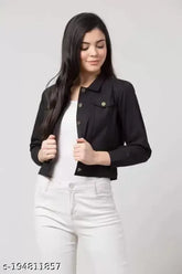 Denim black jacket Z, long sleeves, solid pattern for premium teen clothing (12-16 years)