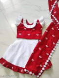 Embroidered cotton baby Choli lehenga set with matching dupatta, sleeveless and striped design, sizes 3-18 months, Indian origin
