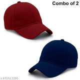 Maroon & Blue Cotton Caps | Fashionable Adjustable Baseball/Sports Caps for Men, Women, Girls - Sweat-proof, Velcro Size Adjustment, Summer Essential