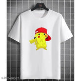 Pikachu polyester men's & boys' short-sleeve t-shirt, printed design featuring iconic Pokemon character