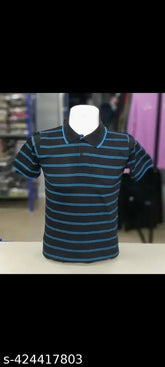 Striped cotton short-sleeved t-shirt, vibrant design on a neutral background, from India