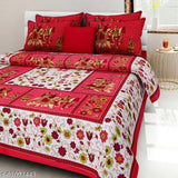 3D printed Sanganeri cotton bedsheet, ideal for summer adult use (144 thread count, double queen size)
