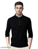 Classic cotton long-sleeved solid t-shirt for men, premium quality, collar design. S: 36in x 26.5in, M: 38in x 27.5in, L: 40in x 28in, XL: 42in x 28.5in, XXL: 44in x 29.5in (India)
