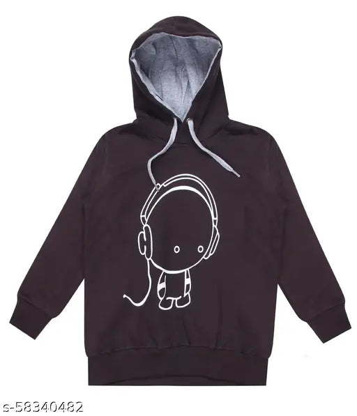 Girls Grey Cotton Sweatshirt & Hoodie - Printed, Soft Cotton for Kids' Activewear