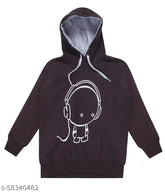Girls Grey Cotton Sweatshirt & Hoodie - Printed, Soft Cotton for Kids' Activewear