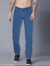 Just black men's slim light blue jeans, high-quality denim with stylish details, India
