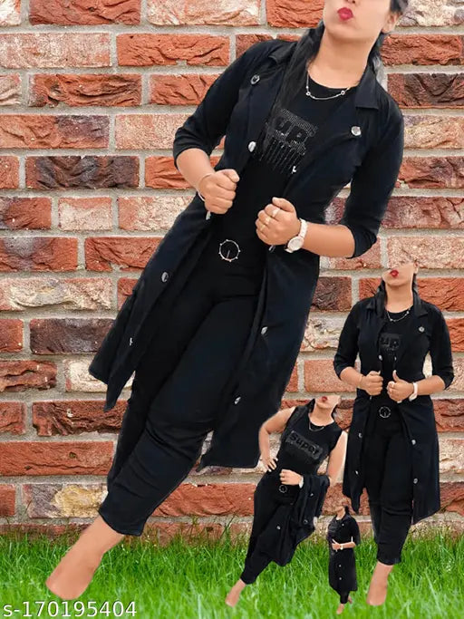 Black cotton blend maxi jumpsuit dress set with shrug, featuring sleeveless design and solid lining for comfort and versatility. Originates from India