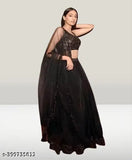 Embellished velvet and net Bollywood Lahenga Choli with solid dupatta, semi-stitched, country of origin: India