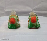 Wooden Riddhi Siddhi Ganesh Idols (Set of 2), multi-colored handcrafted figures for home temple, spiritual occasions, festivals, or worship spaces
