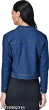 Denim, classic feminine women's jacket with long sleeves, solid pattern, size N. Timeless denim jacket for casual outfits. India origin