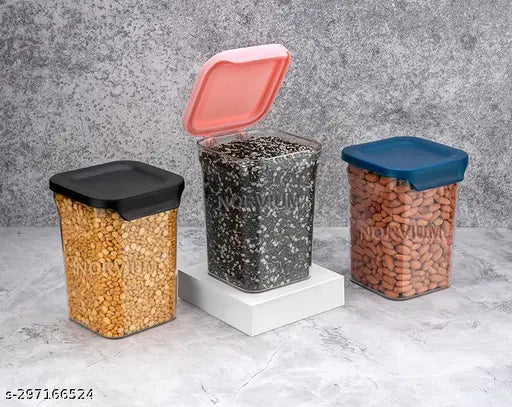 Black HOMIFY dry fruit jar, premium airtight kitchen container set of 8 (1000ML each)