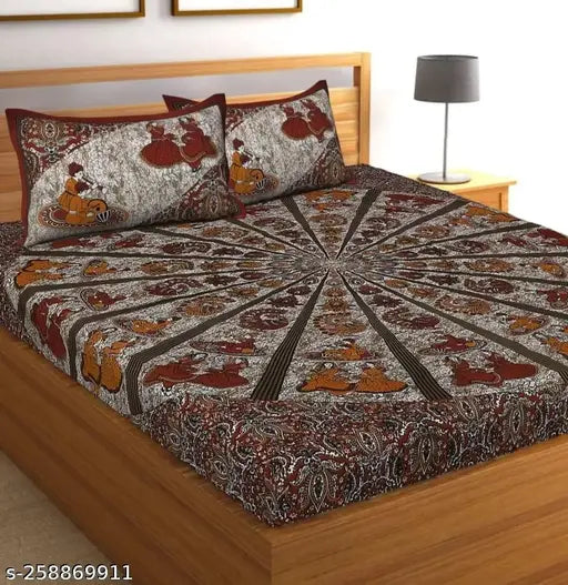 100% cotton floral double bed sheet (90x100), regular quality for adult AC room, E-WISH BOX product