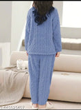 Wool winter night suit with self-design net, ideal for sleep and warm wear, imported fur fabric, M & L sizes