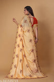 Art Silk embroidered saree with georgette blouse, traditional Indian fashion on mannequin