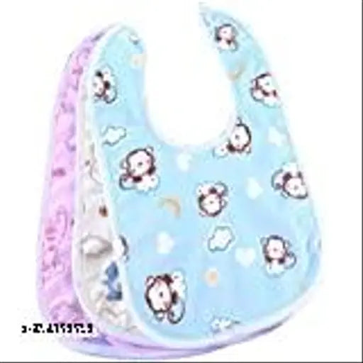 Multicolor 0-2 years pack of 3 baby pure cotton bibs, brass accents for daily wear