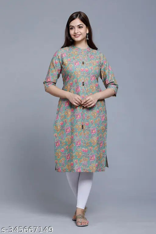 Trendy 100 cotton printed combo kurti for women & girls, three-quarter sleeves, various sizes available