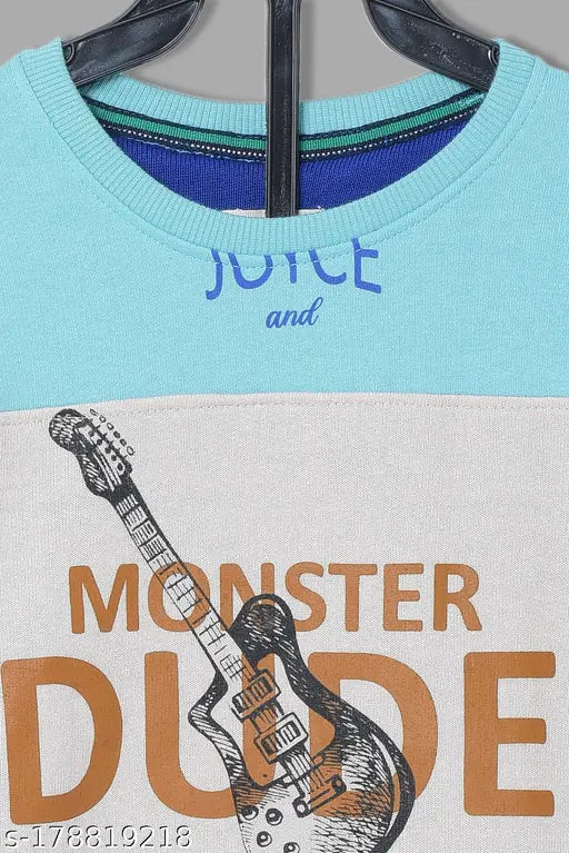 Modern cotton blend sweatshirt, comfy boys design with printed net pattern