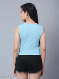 Trendy cotton crop top tank for women, ribbed style, beachwear-friendly from HiloRill (India)