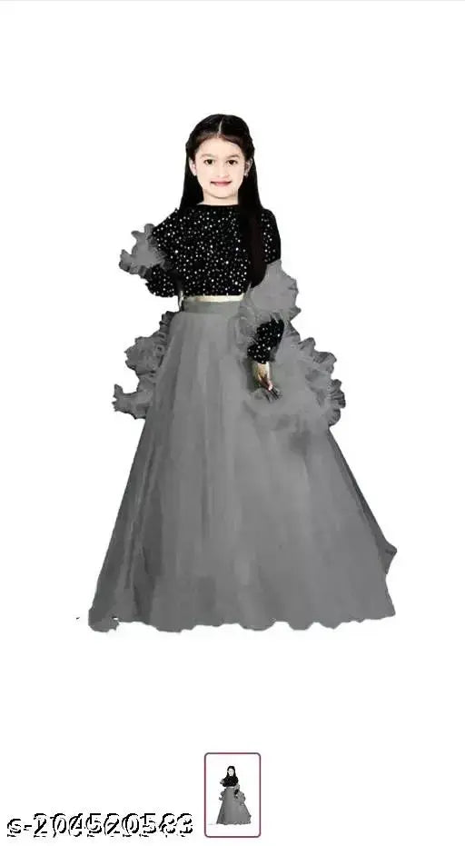 Velvet kids' lehenga choli set with embellished long sleeves, solid velvet fabric, various sizes from 6-14 years old, India origin