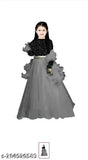Velvet kids' lehenga choli set with embellished long sleeves, solid velvet fabric, various sizes from 6-14 years old, India origin