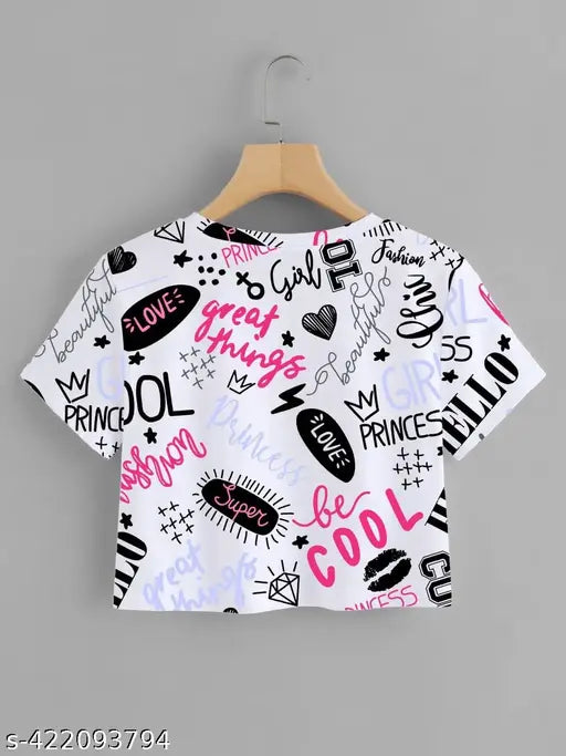 Printed lycra crop top T-shirts, contemporary design for women's fashion