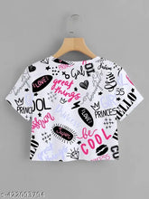 Printed lycra crop top T-shirts, contemporary design for women's fashion