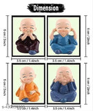 Small multicolored resin Baby Monk Buddha set for home decor, car dashboard, living room, office, or gifting