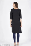 Multicolor, embroidered woolen kurti/kurta with three-quarter sleeves. Indian handwork Kashmiri design for women and girls, great for parties or home