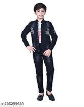 Blue denim jackets for boys, 12-18 Months and 1-2 Years sizes, dyed/washed denim, Indian origin