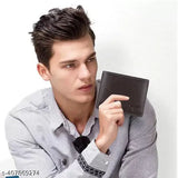 Brown top grain leather men's wallet with 2 cash compartments, 4 card slots, hidden pockets, and coin pocket. Features RFID blocking security and comes gift-boxed. Perfect for Diwali, Christmas, or any special occasion