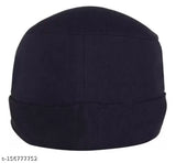 Striped cotton skull cap with short visor, India-origin fashionable headwear